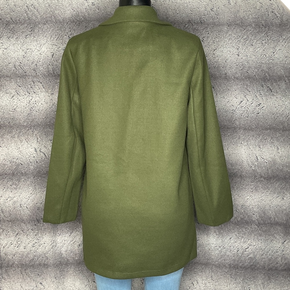 Army Green Women's Single breasted Jacket - Picture 3 of 5